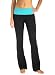 Flared leg, fold over waistband yoga pants, Medium (4-8) - 31 inch inseam (regular), Aqua waistband / black pant