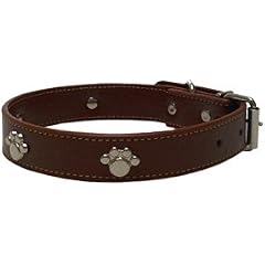 Leder Hundehalsband Halsband Metallaplikatione braun