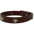 Leder Hundehalsband Halsband Metallaplikatione braun