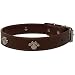 Leder Hundehalsband Halsband Metallaplikatione braun