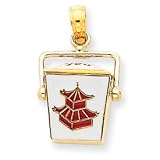 14k Enameled 3-D Chinese Take-Out Box Pendant