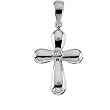 14K White Gold Diamond Cross Pendant - 27.70x21.25mm