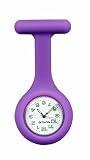 Krankenschwester Uhr - 1 Uhr mit lila Silikon Wechselgehäuse (abweisend gegen Krankheitserreger) + blaues Silikon Wechselgehäuse