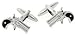 Rhodium plated and enamel pistol cufflinks with presentation box