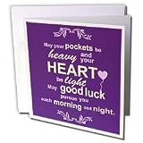 InspirationzStore Inspirational Quotes - Irish blessing rhyme for wealth abundance happiness and good luck - rhyming poem typography - Purple - Greeting Cards-12 Greeting Cards with envelopes