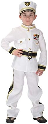 Boy Halloween Costumes for Kids Navy Policeman Astronaut Pilot Party Set of 4 M(95-110cm), White