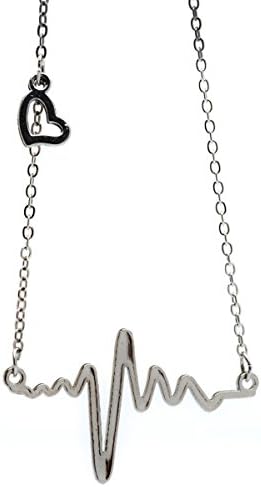 Electrocardiogram EKG Heartbeat Necklace Silver Alloy