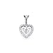 Solitaire Heart Diamond Pendant 18k White Gold Charm Round (1/5 Carat)
