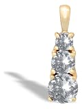 14K Yellow Gold Genuine Round White Topaz 3-Stone Pendant