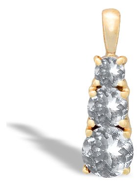 14K Yellow Gold Genuine Round White Topaz 3-Stone Pendant