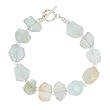 Aquamarine Chunky Gemstone Beaded Bracelet with Sterling Silver Accents, 7 1/2" Length, #7565