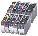 G&G 10 Pack compatible Ink PGI-5BK, CLI-8BK, CLI-8C, CLI-8M, CLI-8Y Inkjet Cartridge for Canon PIXMA MP-500, MP-530, MP-830 MP-950 MP-960 MP-970 MX-850, PIXMA iP4200, iP4500, iP5200