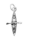 Sterling Silver Three Dimensional Kayaker with Paddle Charm