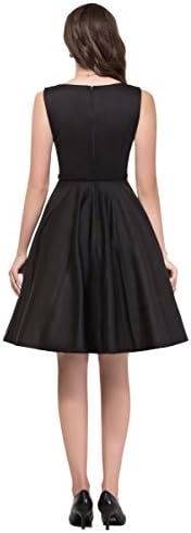 Womens 1950s Vintage Sleeveless Rockabilly Swing Cocktail Party Dresses Black XS