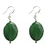 Boucles d'oreilles Jade ovale sur crochets en Argent massif 925