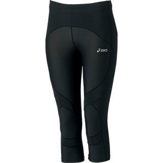 アシックス Wsランニングセミロングタイツ XXL805 ブラックブラック レディース