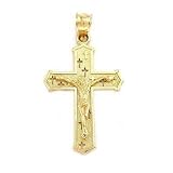 14k Gold Crucifix Charm Religious Catholic Cross 30.5mm