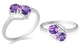 Round Cut Amethyst Ring Sterling Silver Size 7