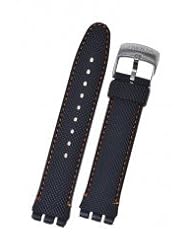 Genuine Swatch Big Irony Fine Steel Black Rubber Watch Band With Orange Stitching