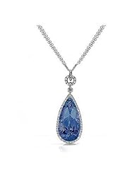 7.01Ct Pear Cut Sapphire & Diamond Accented Pendant 14K Gold