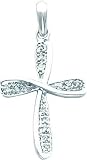 14K White Gold Diamond Cross Pendant Charm Jewelry