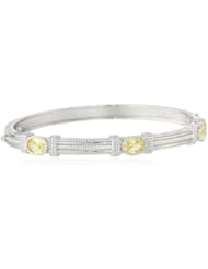 Judith Ripka "Giftables" Sterling Silver and Cubic Zirconia Bangle Bracelet, 7.4"