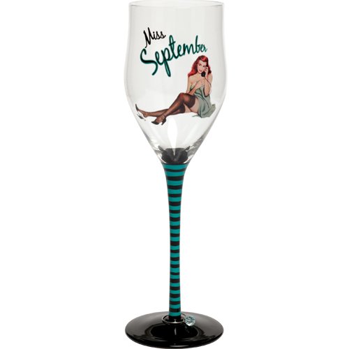 Santa Barbara Design Studio Calendar Girl Wine Glass with Beaded Stem Charm, Miss September