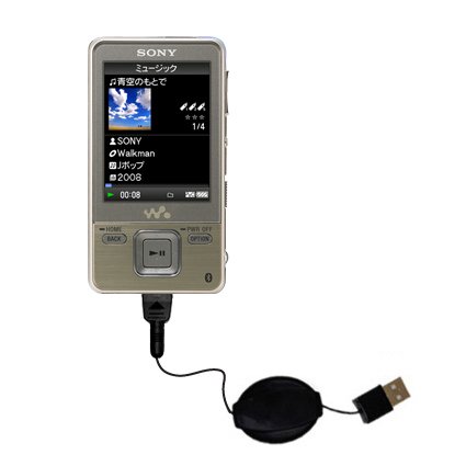 Retractable USB Cable for the Sony Walkman NW-A820 with Power Hot Sync and Charge capabilities - uses Gomadic TipExchange Technology