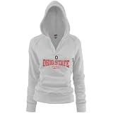 NCAA Ohio State Buckeyes Ladies White Rugby Distressed Deep V-neck Hoody Sweatshirt