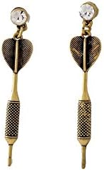 Antiqued Gold Dart Post-drop Earrings with Crystal Detail
