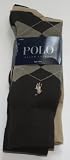 Polo Ralph Lauren Set of Three Men's Dress Socks: Brown, Tan, Argyle (Size 10-13)