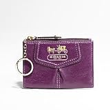 Coach Madison Leather Skinny Coin Case with Key Chain 43173 Plum