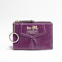 Coach Madison Leather Skinny Coin Case with Key Chain 43173 Plum