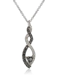 Sterling Silver Black and White Diamond Swirl Pendant Necklace (1/4 cttw, I-J Color, I3 Clarity), 18"