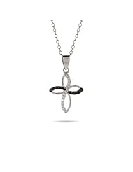 Petite Clear and Black CZ Infinity Cross Necklace