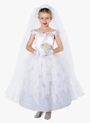 Exquisite Dress-Up Quality Puppet Workshop Child Bride Costume Gown (Dress only. Does not include Veil, Flowers or Gloves)