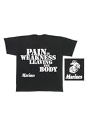 Apparel: Rothco MARINES PAIN IS WEAKNESS T-SHIRT, Black, XL - Rothco