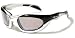 V26 Padded Motorcycle Sunglasses UV400 Rated PC Unbreakable (Black & Silver)