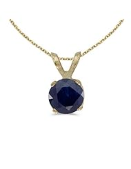 14k Yellow Gold Round Sapphire Pendant (chain NOT included)