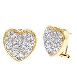 Pave-Set C.Z. Diamond Romantic Heart Stud Earrings (Holiday Special)