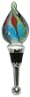 Individually Gift Boxed Bottle Stopper with Decorative Glass Blue Flame Top Set of Two