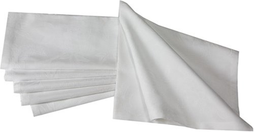Set of 6 White Cotton Cloth Damask Napkins Lapkins 24 x 24