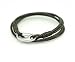 Dark Brown Twin Cord Wrap Around Leather Bracelet With Stainless Steel Clasp
