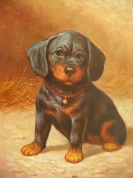 12X16 inch Animal Canvas Art Repro Portrait of Cute Brown Puppy