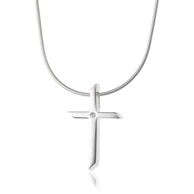 WHITE ICE (London) London DN153 1pt Diamond Cross Pendant on Chain 16"