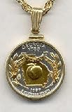 Georgia Two Tone Plain Edge Statehood Quarter with 18 &acute; Rope Necklace - B0002GQONY