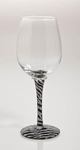 Handpainted Frosted Wine Glass, Zebra