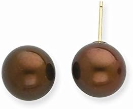 14k 10-10.5mm Brown FW Cultured Pearl Stud Earrings