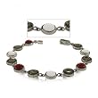 Red Agate & Mother of Pearl Marcasite Bracelet in Sterling Silver