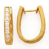 14K HUGGY CZ EARRINGS CZ/2.10CTW